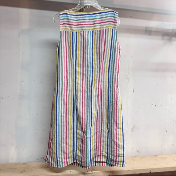 Boden Striped Linen Dress Size 8R Rainbow Colors In Good Condition - Picture 4 of 5
